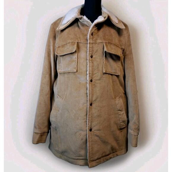 Vintage 1970'S William Barry corduroy boa parka, made in the USA, size L, men's unclear navy blue type Vintage Second Hand